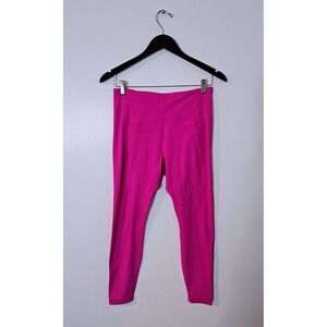 Spyder Active Women's Ribbed Leggings Medium Pink High Waist Zipper Pocket M